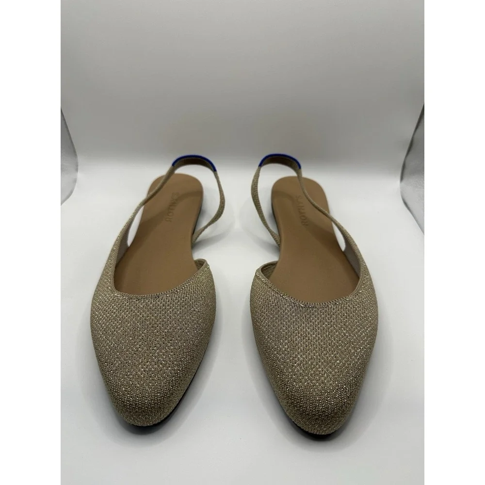 Rothy's The Almond Slingback Metallic Prosecco Women's Flats Shoes 11 - Picture 1 of 8